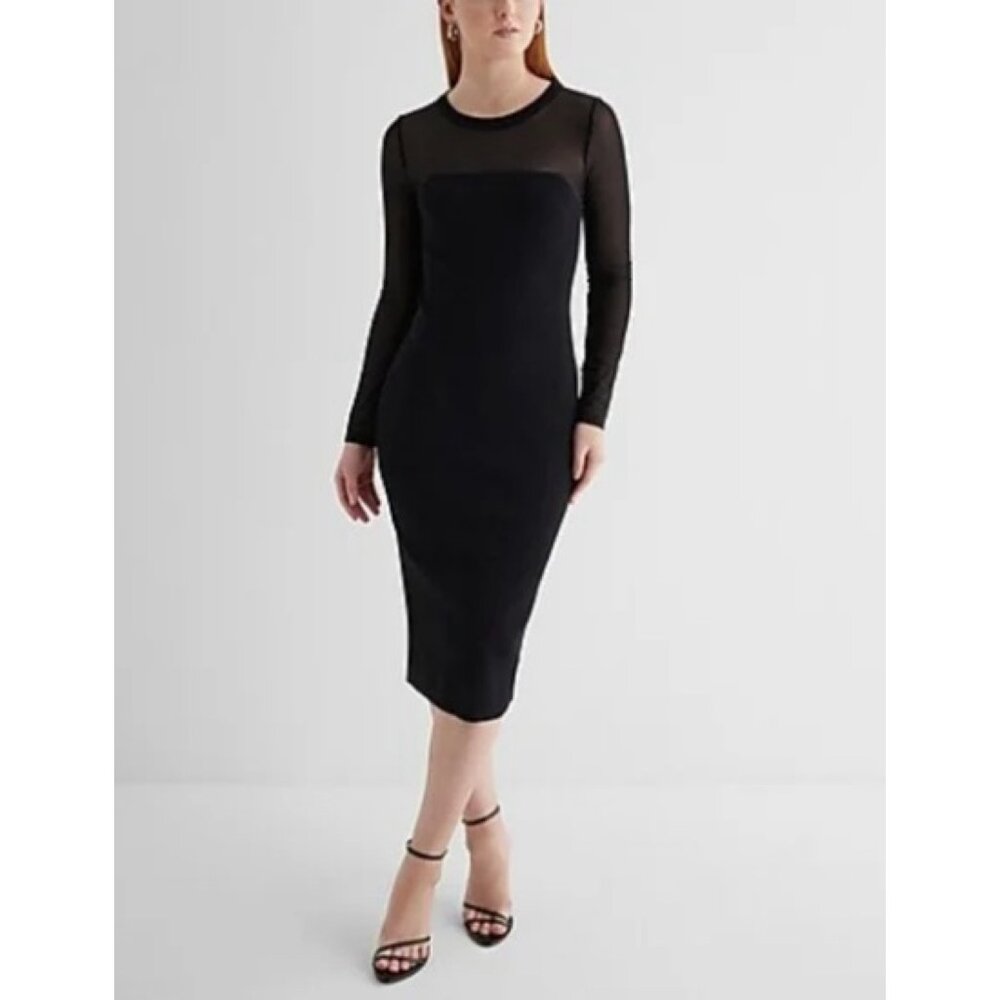 NWT - Cocktail Dress with Mesh Neck & Sleeves